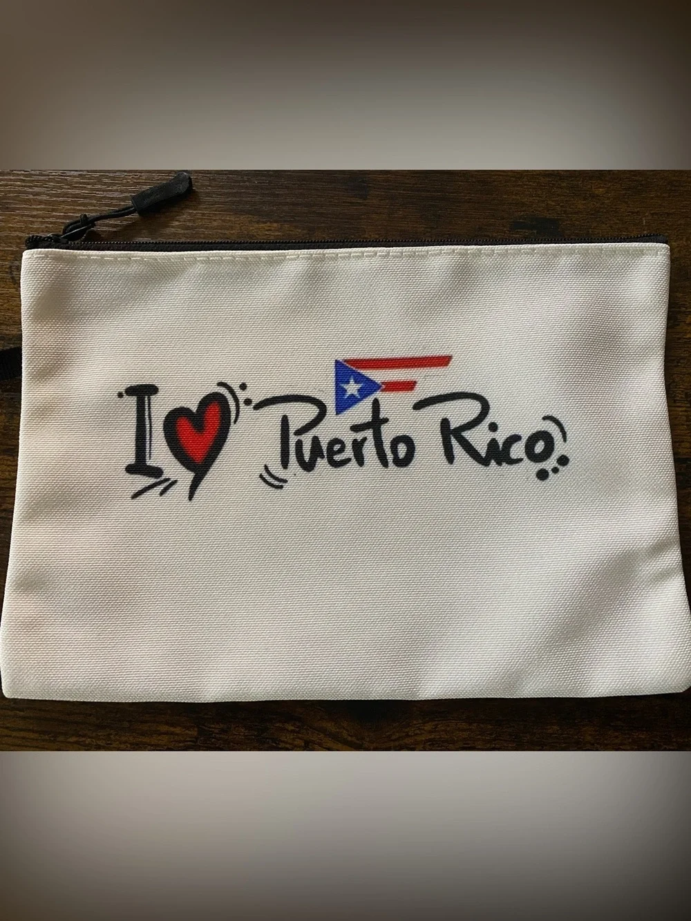 I ♥ Puerto Rico White Zip Pouch